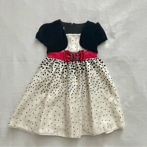 White, black & red holiday Dress- 4/4t